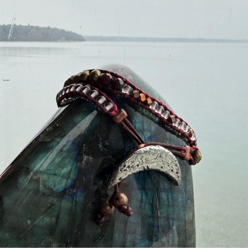 double wrap bracelet with moon toggle